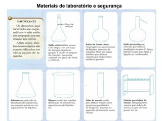 Materiais de laboratório e segurança
 