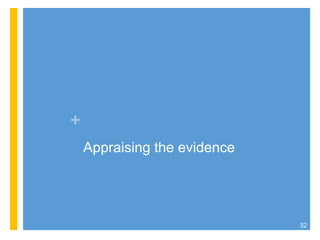 +
Appraising the evidence
32
 