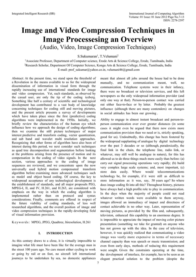 Image and Video Compression Techniques In Image Processing an Overview ...