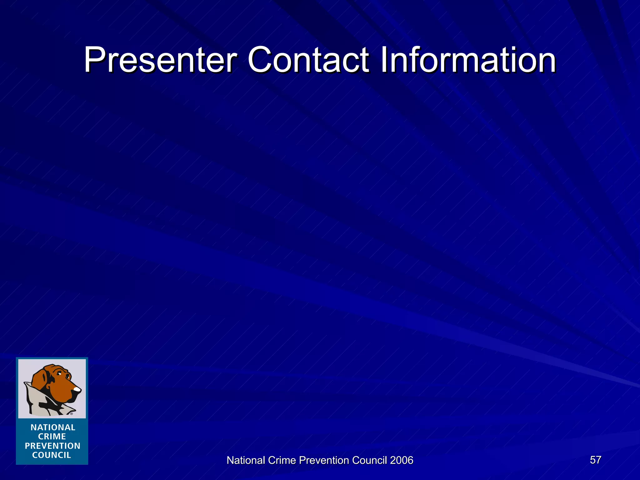 Presenter Contact Information 