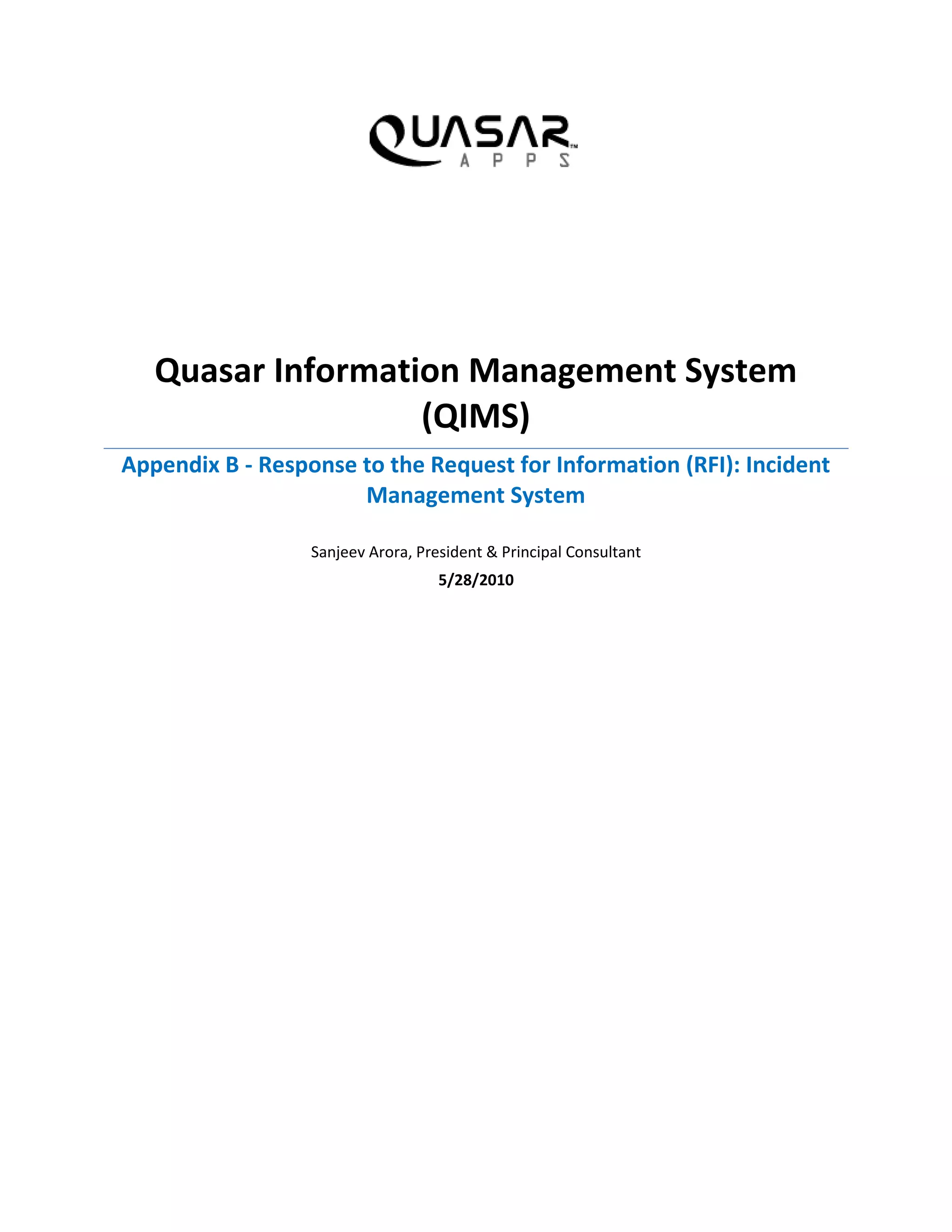 Quasar Information Management System - QIMS - Features and Screenshots ...