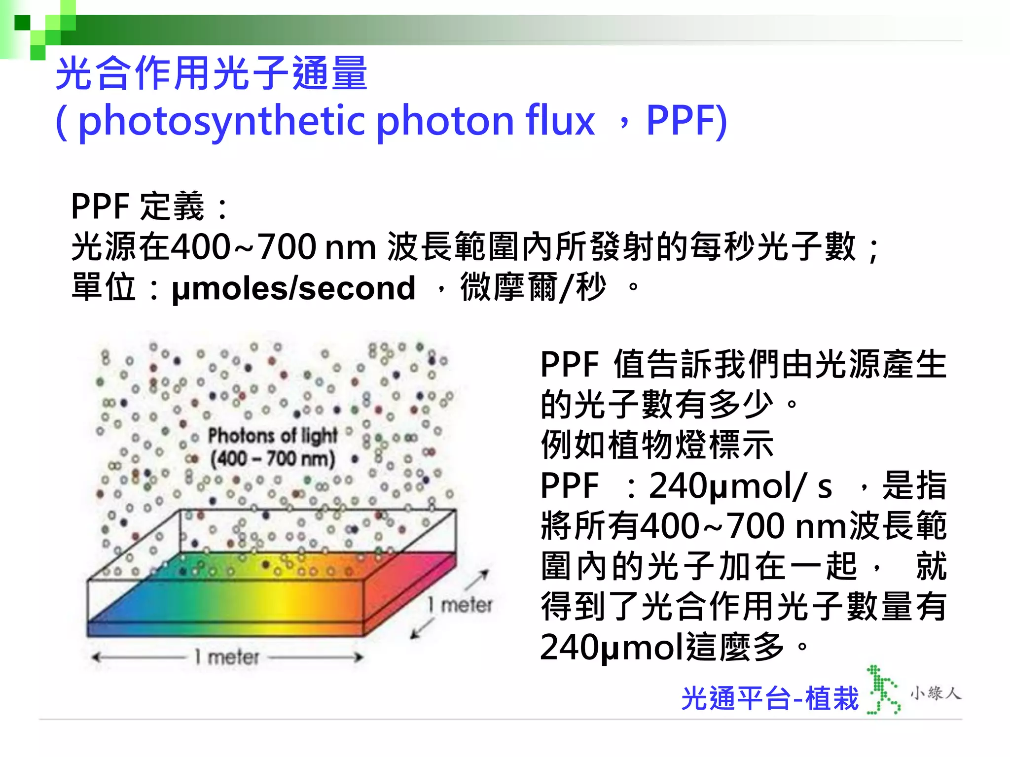 入門篇植栽第十三講-植物生長燈植物輻射能量和光子通量計算-V2 | PDF