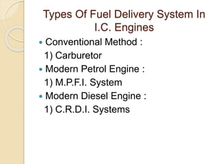 A Presentation On Fuel Injection Systems | PPTX