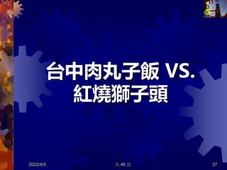 台中肉丸子飯 VS.
紅燒獅子頭
2022/4/5 共 46 頁 37
 