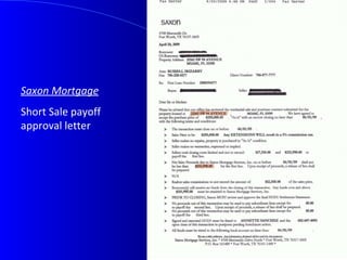 Saxon Mortgage   Short Sale payoff approval letter 