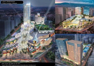 Date | From: Q4 2009 To: Q2 2010
Scope | Revit BIM Implementation & production (Architecture)
V5-Complex Commercial Center
Client : Khatib &Alami
Project Location : Lebanon
 