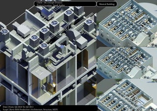 Date | From: Q4 2010 To: Q2 2011
Scope | Revit BIM Production (Architecture, Structure, MEP)
Musical Building
Client : EK concept (France)
Project Location : Saudi Arabia
 