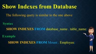 V25 sql index | PPT
