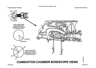 V2500 BorescopePractices
0IAE International Aero Engines AG 2000
Engine InspectionlCheck
COMBUSTION CHAMBER BORESCOPE VIEWS
Initialissue Page4-20
 