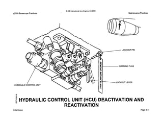 0IAE InternationalAero Engines AG 2000
V2500 Borescope Practices Maintenance Practices
HYDRAUL
- HYDRAULIC CONTROL UNIT (HCU) DEACTIVATION ANDU
REACTIVATION
initial issue Page 3-4
 