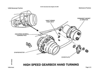V2500 Borescope Practices
0IAE InternationalAero EnginesAG 2000
Maintenance Practices
HIGH SPEED GEARBOX HAND TURNING
Initial issue
COVER PLATE'
Page 3-10
 