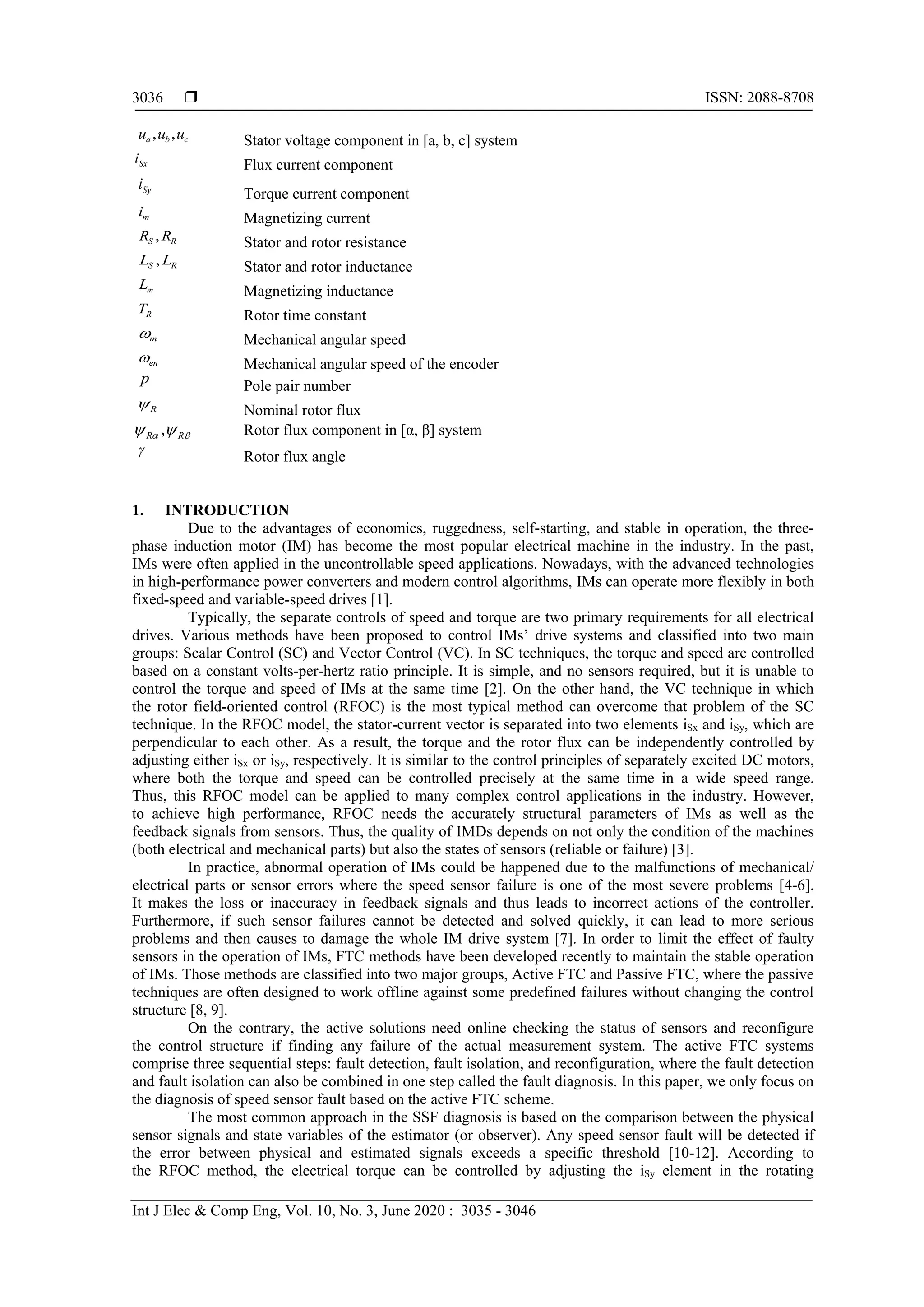 A robust diagnosis method for speed sensor fault based on stator ...