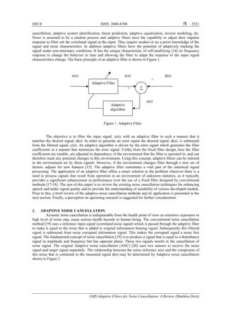 LMS Adaptive Filters for Noise Cancellation: A Review | PDF