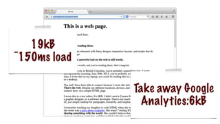 Take away Google
Analytics:6kB
19kB
~150ms load
 