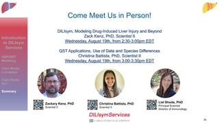 Come Meet Us in Person!
DILIsym, Modeling Drug-Induced Liver Injury and Beyond
Zack Kenz, PhD, Scientist II
Wednesday, Aug...