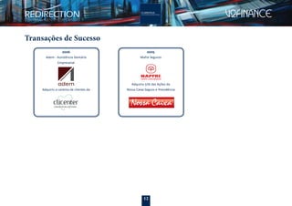 12
2005
Mafre Seguros
Adquiriu 51% das Ações da
Nossa Caixa Seguro e Previdência
Transações de Sucesso
2006
Adem - Assistência Dentária
Empresarial
Adquiriu a carteira de clientes da
 