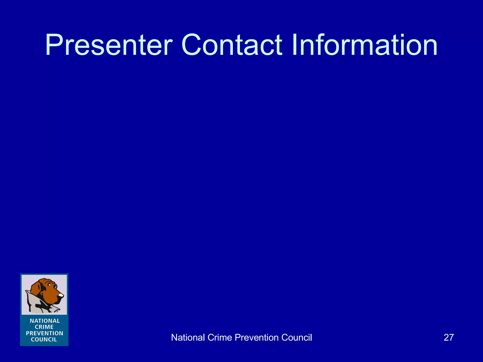 Presenter Contact Information 