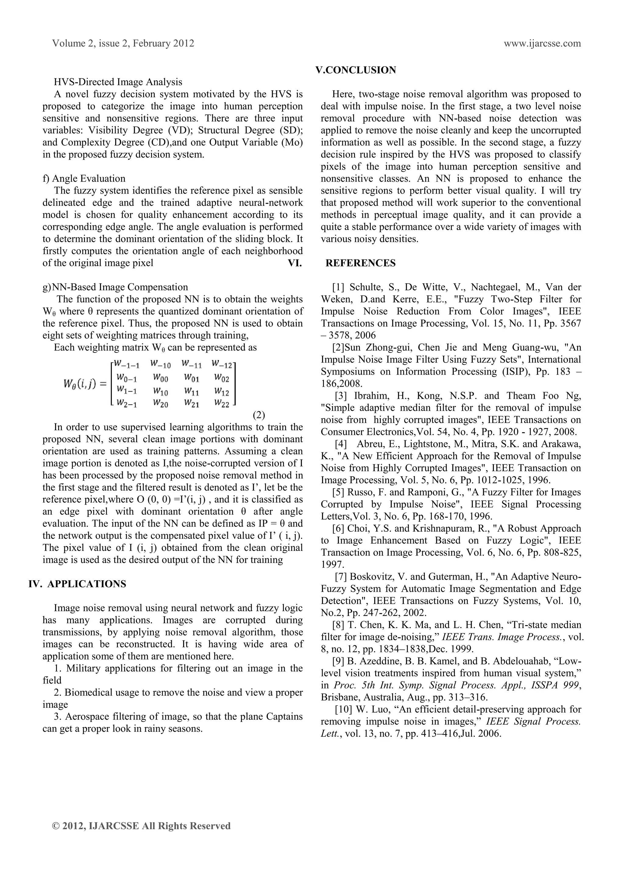 noise remove in image processing by fuzzy logic | PDF