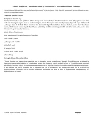 A Comparative Study of Lakshanas and Samprapti of BhasmakRog w.s.r to ...