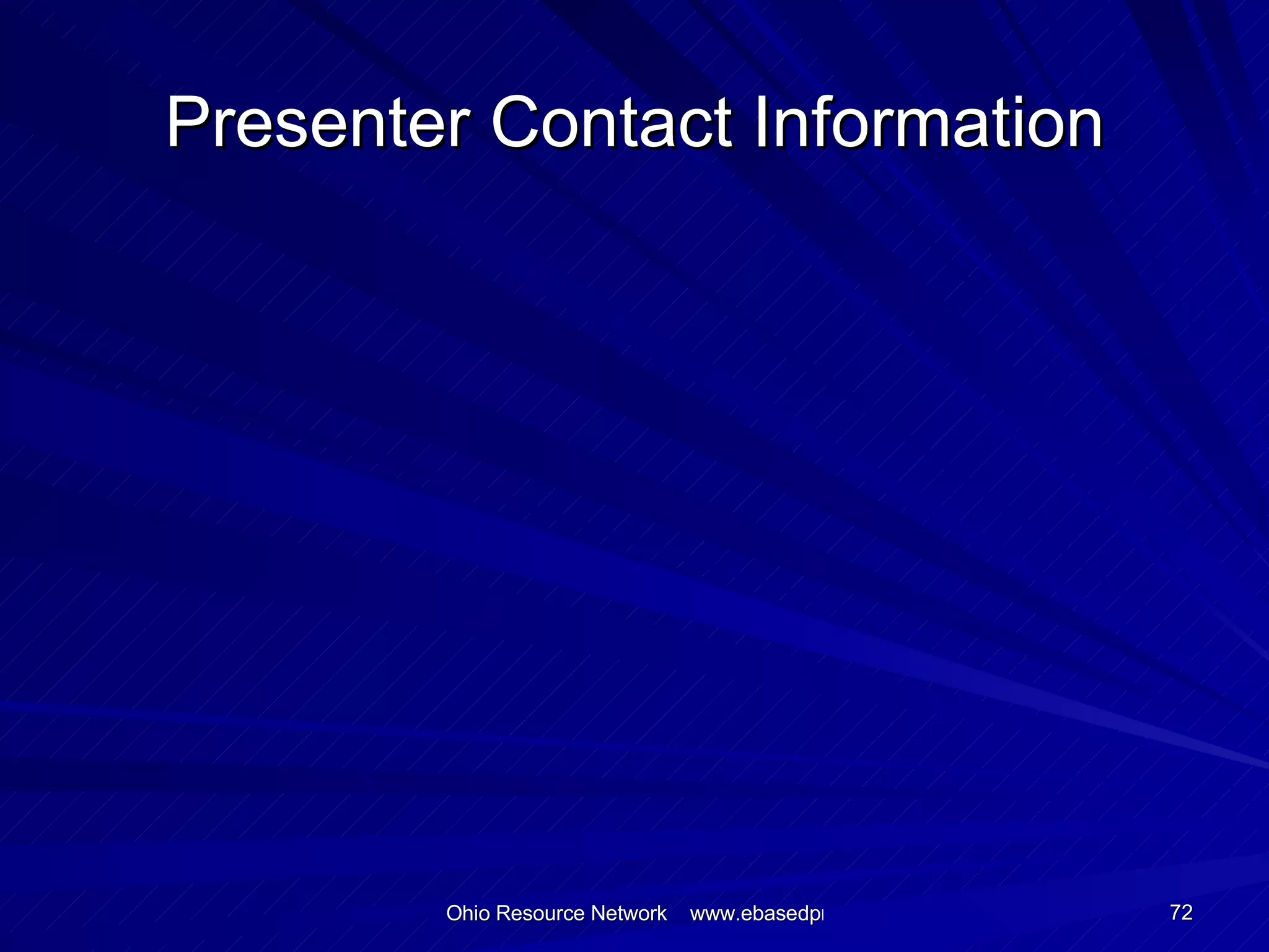 Presenter Contact Information 