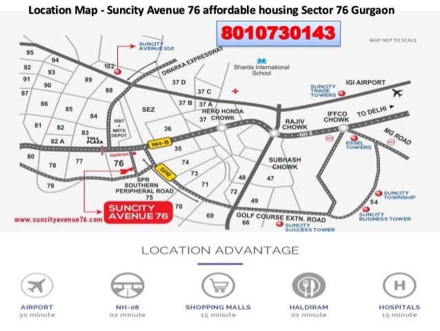 Location Map - Suncity Avenue 76 affordable housing Sector 76 Gurgaon8010730143 
