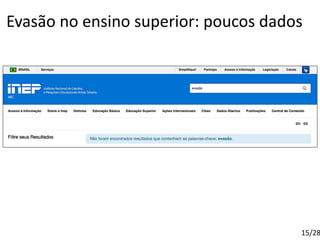 Evasão no ensino superior: poucos dados
15/28
 