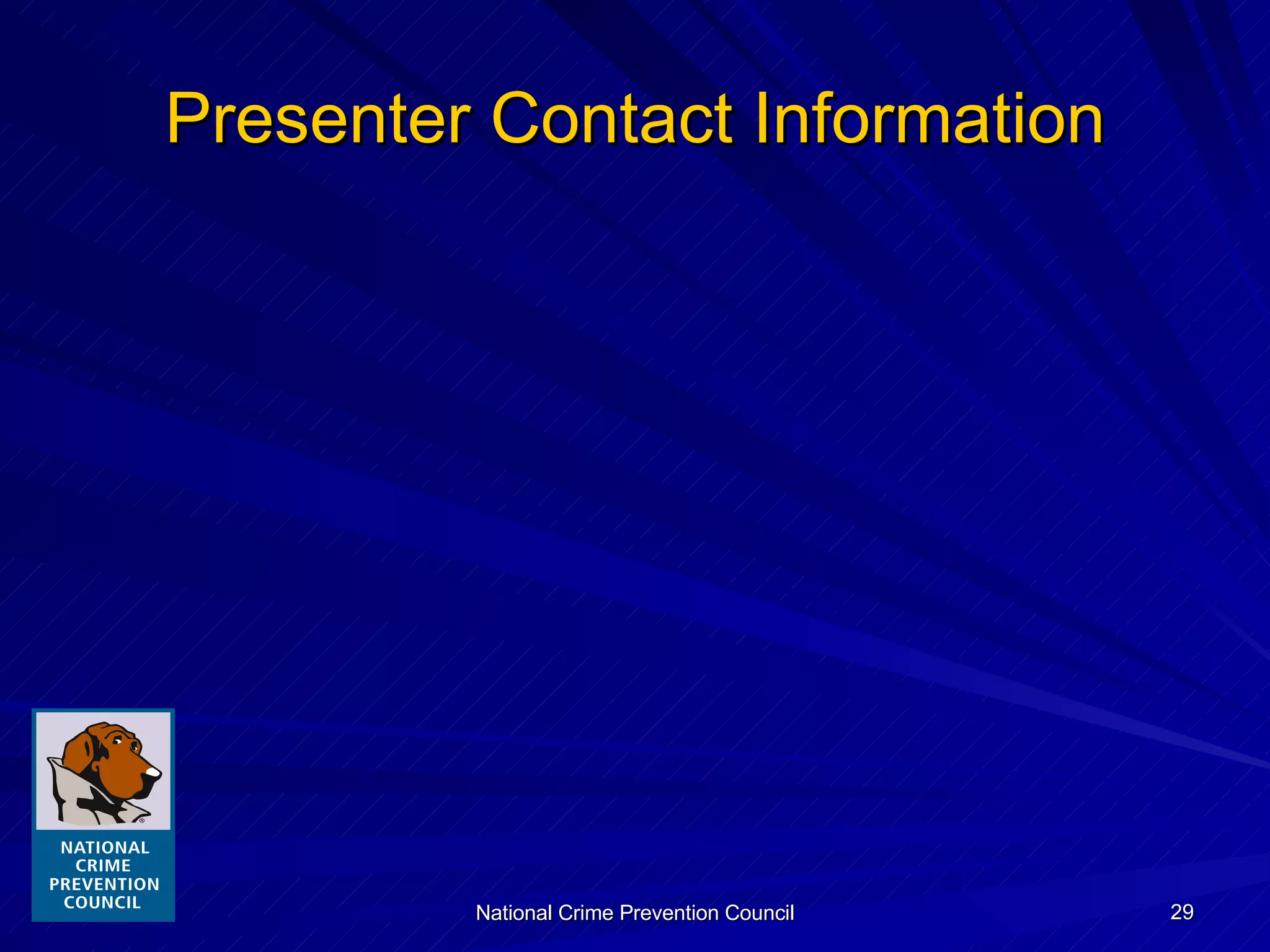 Presenter Contact Information 