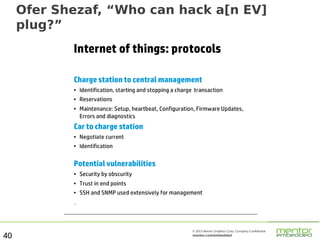 Ofer Shezaf, “Who can hack a[n EV]
plug?”

40

© 2013 Mentor Graphics Corp. Company Confidential

mentor.com/embedded

 