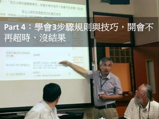 Part 4：學會3步驟規則與技巧，開會不
再超時、沒結果
34
 