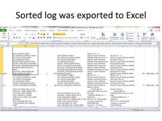 Sorted log was exported to Excel
 
