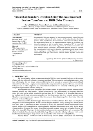 Video Shot Boundary Detection Using The Scale Invariant Feature ...