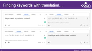 @ObanIntl | obaninternational.com19
Finding keywords with translation…
 