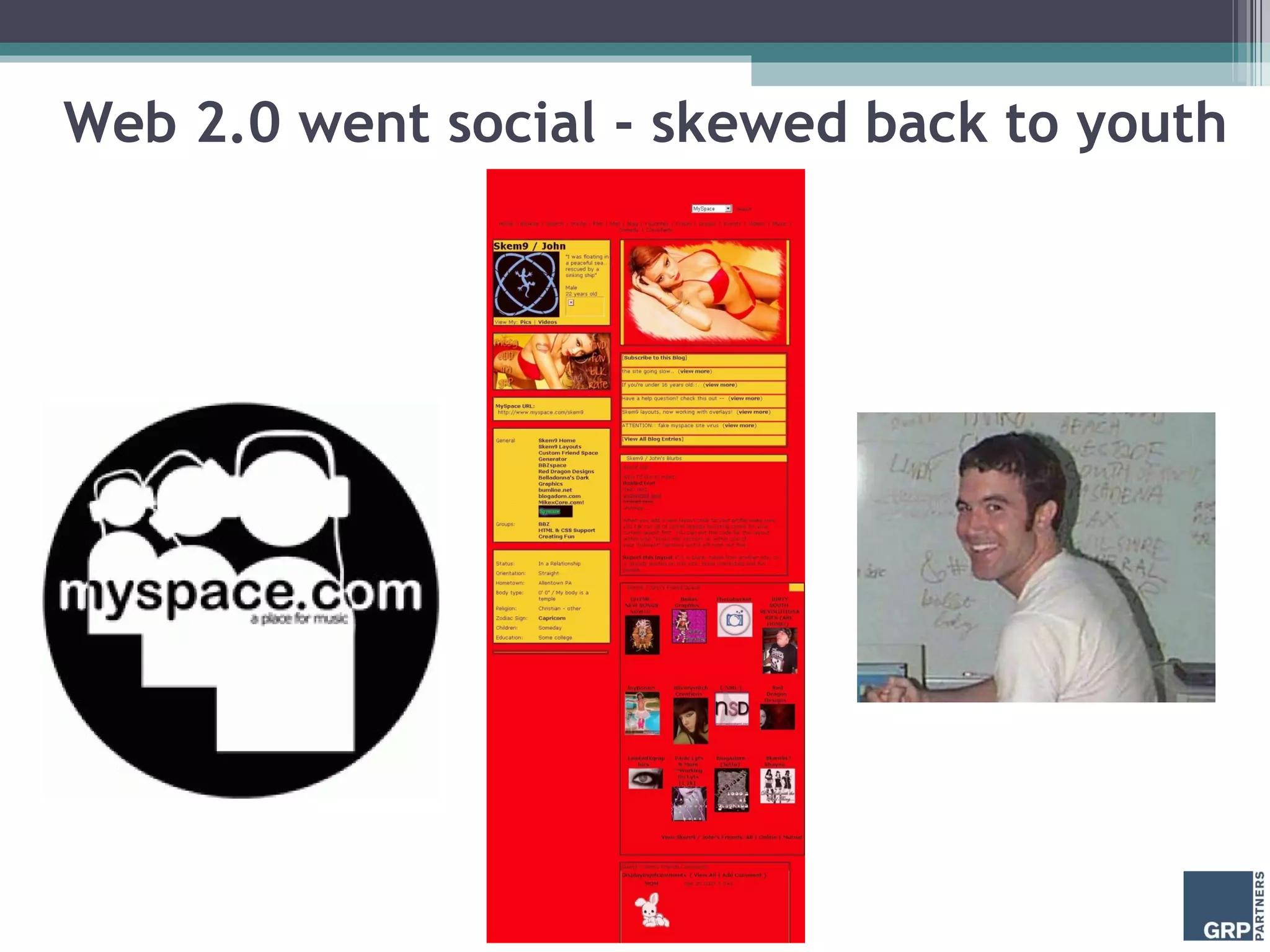 Web 2.0 went social - skewed back to youth 