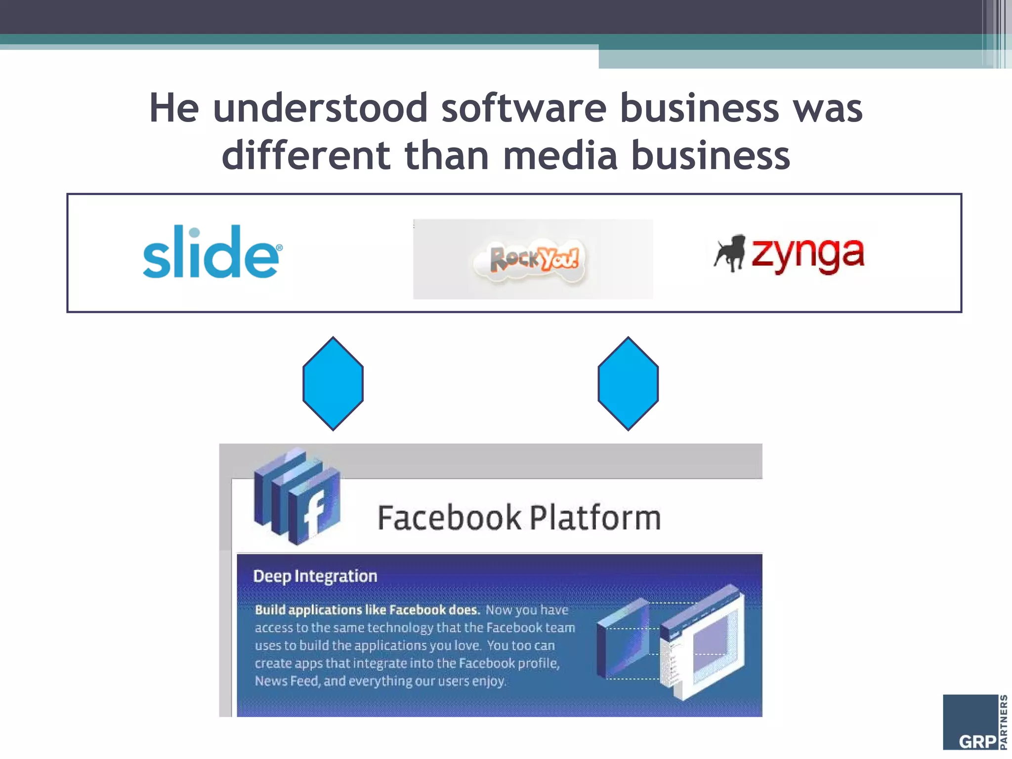 He understood software business was different than media business 