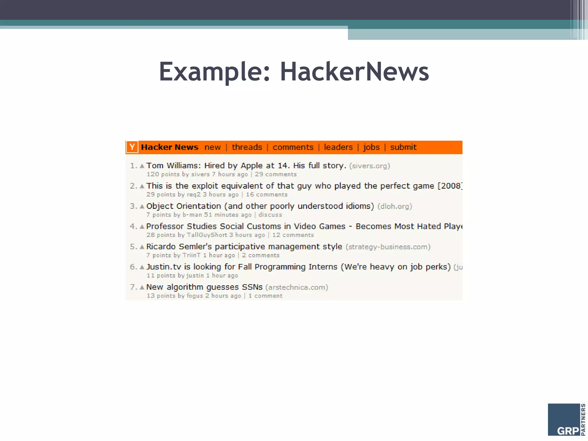 Example: HackerNews 