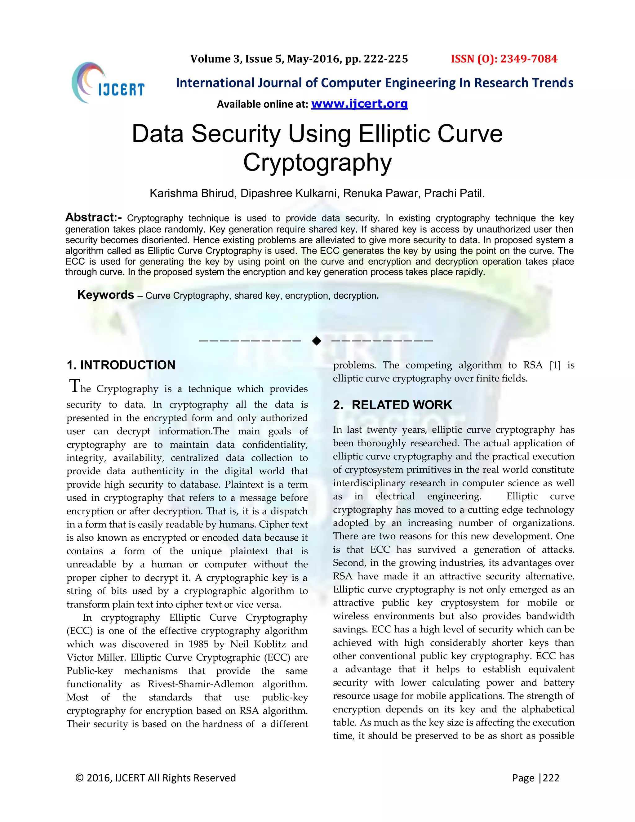 Data Security Using Elliptic Curve Cryptography | PDF | Information and ...