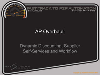 AP Overhaul:

Dynamic Discounting, Supplier
 Self-Services and Workflow
 