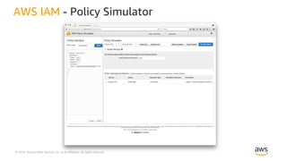 © 2019, Amazon Web Services, Inc. or its Affiliates. All rights reserved.
AWS IAM - Policy Simulator
 