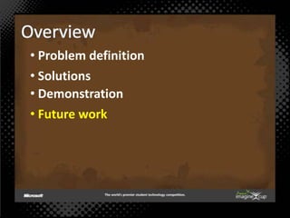 Overview Problem definition