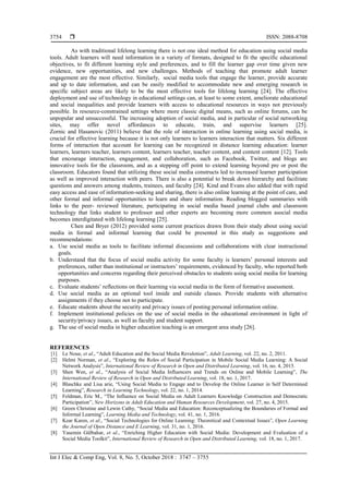 The Impact of Social Media Technologies on Adult Learning | PDF