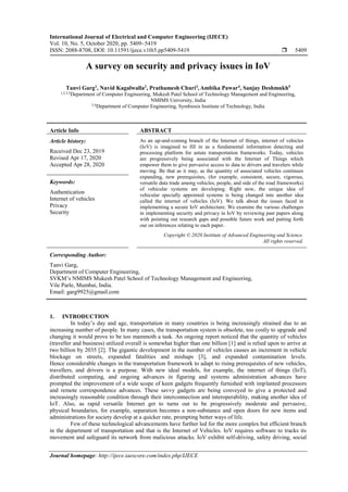 A survey on security and privacy issues in IoV | PDF