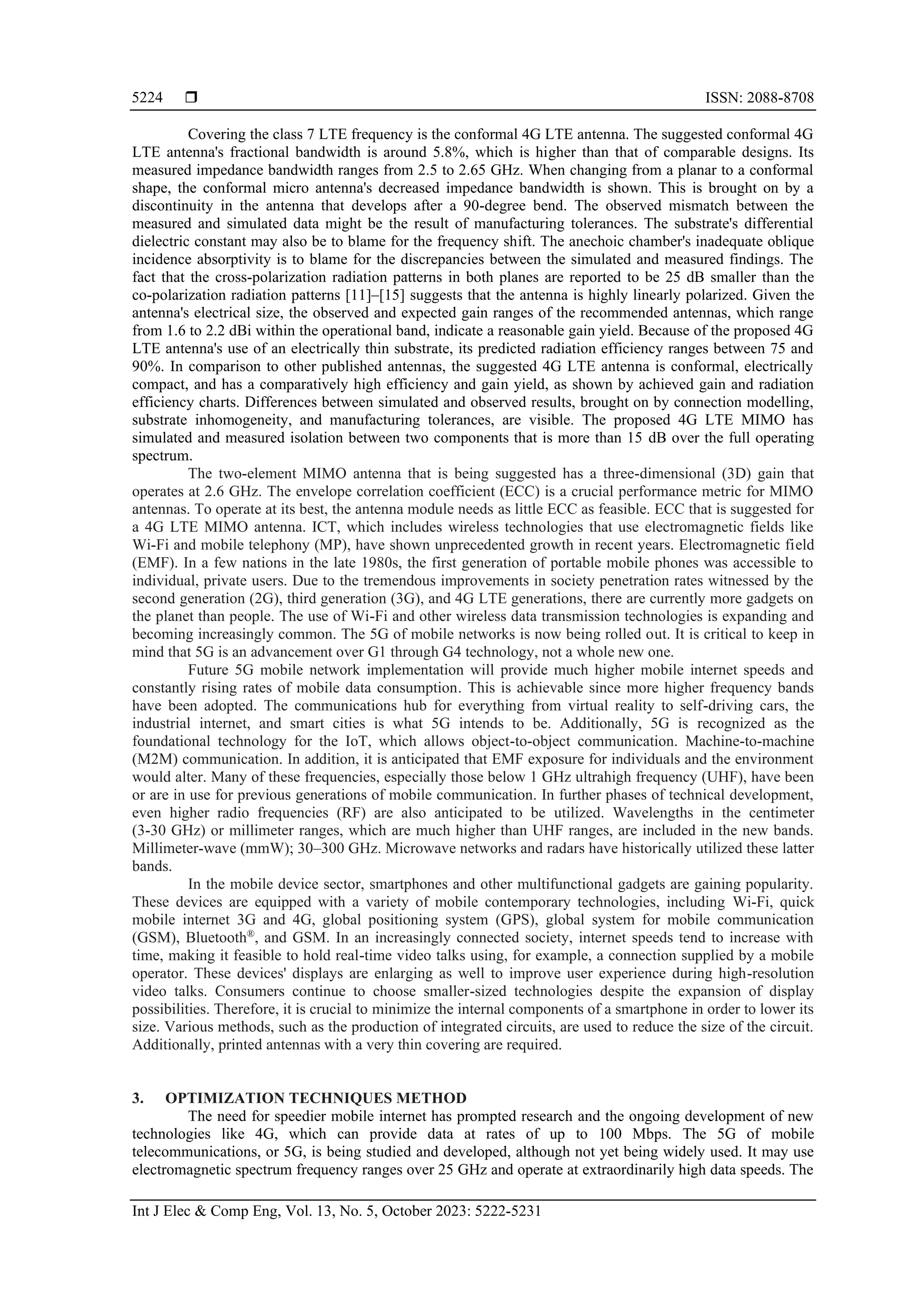 Performance analysis of smart optimization antenna for wireless ...