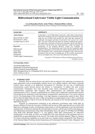 Bidirectional Underwater Visible Light Communication | PDF