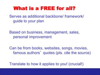 Your blog address
Your
Brand
Logo
A grateful son…
Annotations
1. Here is another role. Remember- minimum
is 1 slide per role.
2. In the final version you will use daily, you can
Substitute videos or music to the pictures.
Sample
Execution: Product Porfolio, Element 6
 