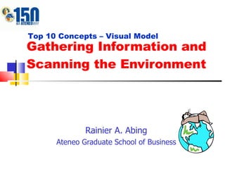 Gathering Information and Scanning the Environment Rainier A. Abing Ateneo Graduate School of Business Top 10 Concepts – Visual Model 