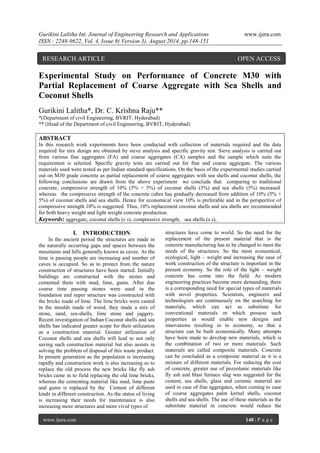 Experimental Study on Performance of Concrete M30 with Partial ...