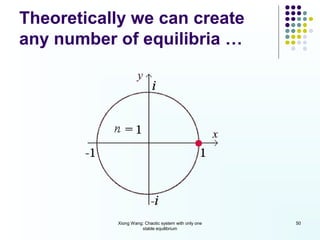 Theoretically we can create
any number of equilibria …




           Xiong Wang: Chaotic system with only one   50
                     stable equilibrium
 