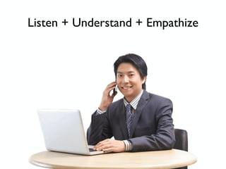 Listen + Understand + Empathize
 