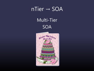 nTier → SOA
Multi-Tier
SOA
 