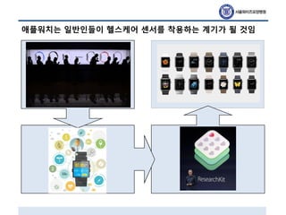 애플워치는 일반인들이 헬스케어 센서를 착용하는 계기가 될 것임
 
